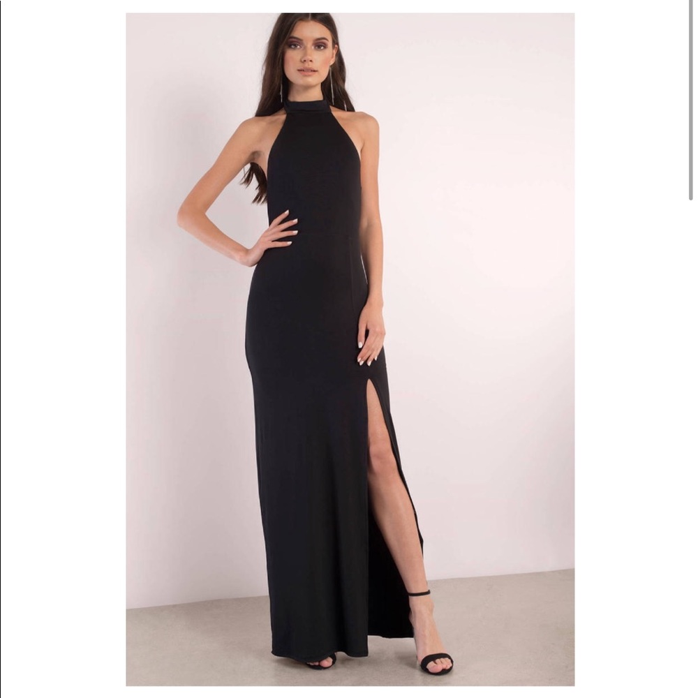 Tobi high neck thigh slit maxi